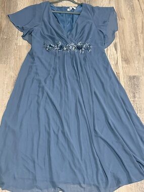 Ever Pretty Dusty Blue Floral Sequin Mother of the Bride Dress Formal 2XL US 20